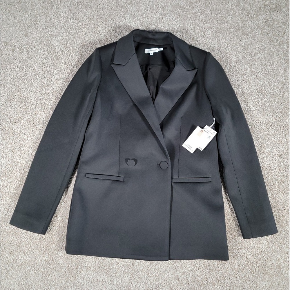 NWT Good American Scuba Blazer Jacket Black Size 1 Womens Collared Long Sleeve - Picture 2 of 16